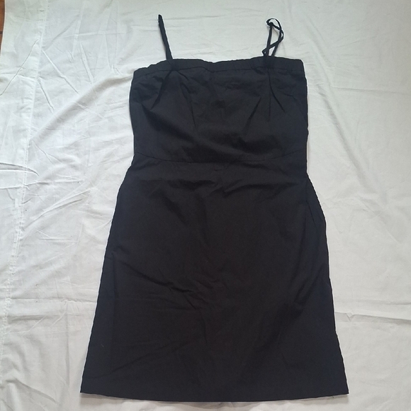 Theory Black Sheath Spaghetti Strap Midi Dress Size 10 - Picture 4 of 11